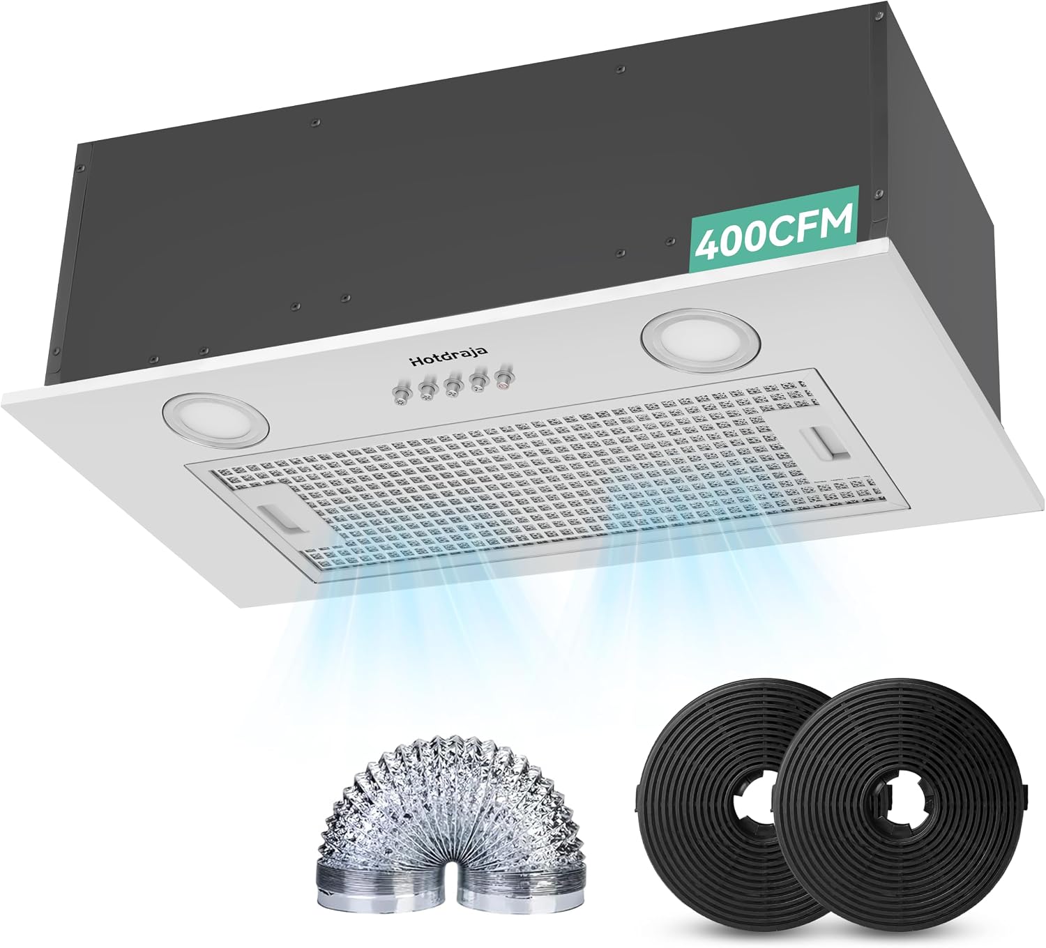 Range Hood Insert 400CFM Build-In/Insert Stainless Steel Kitchen Vent Hood |3-Speed Controls |Gesture & Touch Control LED Lights| 6 Layers Grease Filters|Ducted/ductless Convertible (30 Inch)