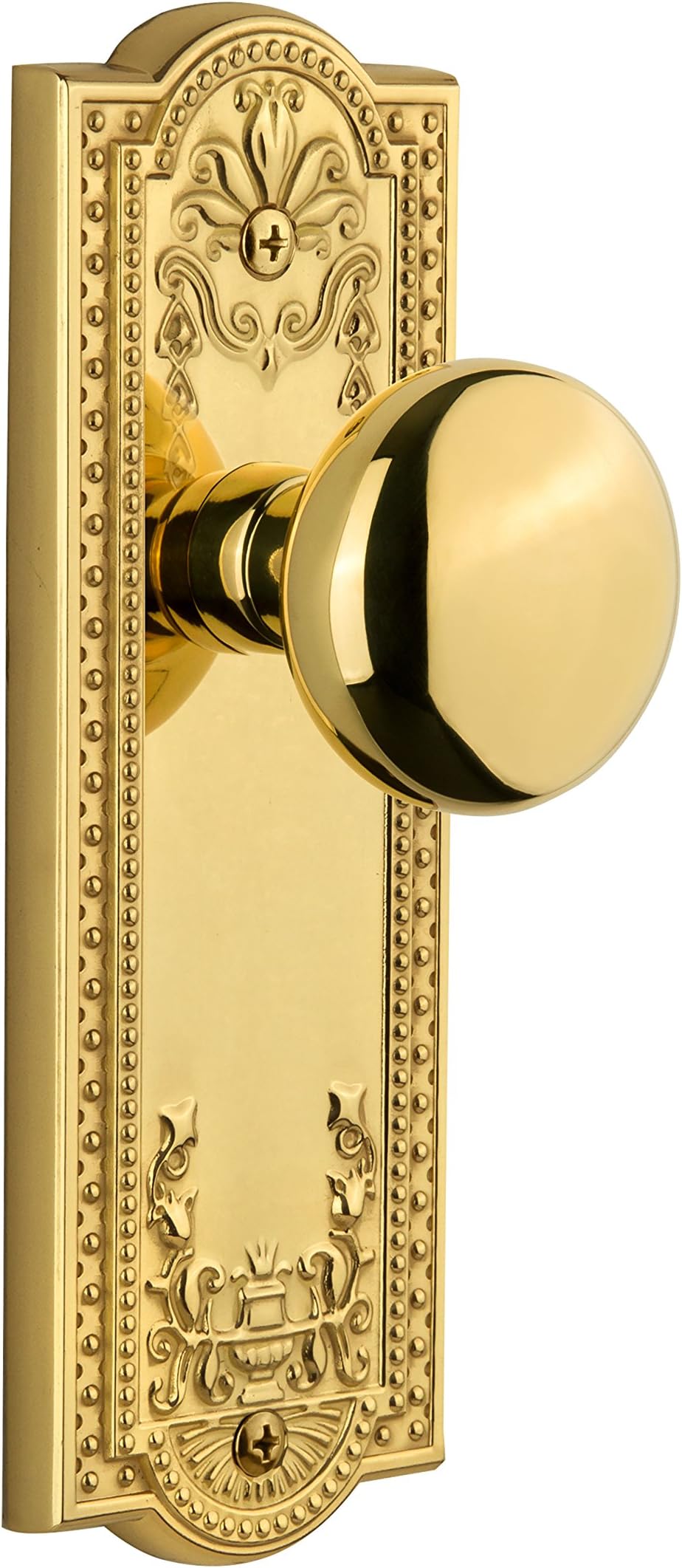 GrandeurGrandeur Parthenon Plate with Fifth Avenue Knob, Single Dummy, Polished Brass