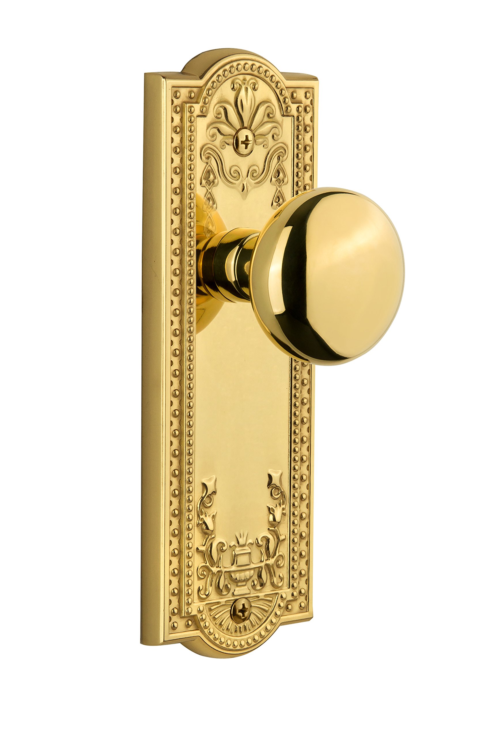 GrandeurGrandeur Parthenon Plate with Fifth Avenue Knob, Single Dummy, Polished Brass