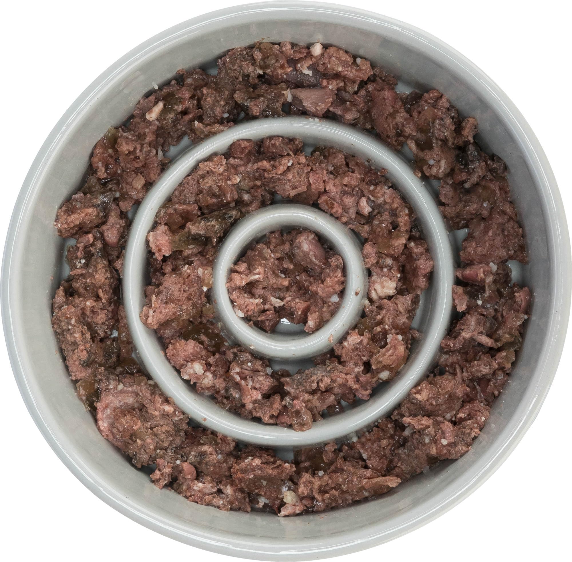 TRIXIE Slow Feeding miska dla psów, ceramiczna, 0,45 l/Ø 14 cm, szara/niebieska, 1 sztuka (1 opakowanie) - 24520