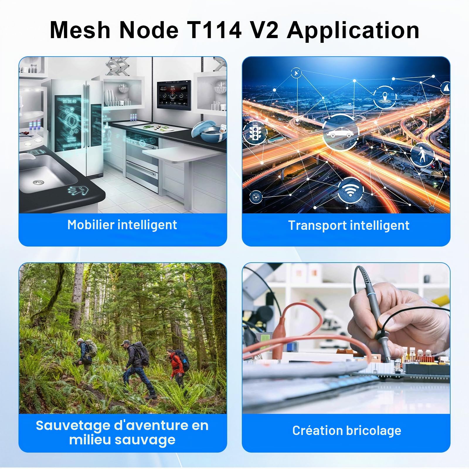 Mesh Node T114 V2 lorawan pour Meshtastic Modul Binghe Meshtastic Tracker nRF52840 LoRaWAN LoRa avec 1,9″ TFT-Display LoRa Carte de Développement 863-928mhz BLE/WiFi compatible avec Arduino/Meshtastic