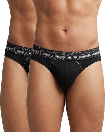 Jockey US17 Men's Super Combed Cotton Rib Solid Brief with Ultrasoft Waistband (Pack of 2)