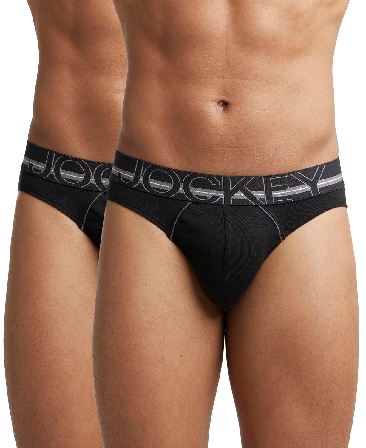 Jockey US17 Men’s Super Combed Cotton Rib Solid Brief with Ultrasoft Waistband (Pack of 2)