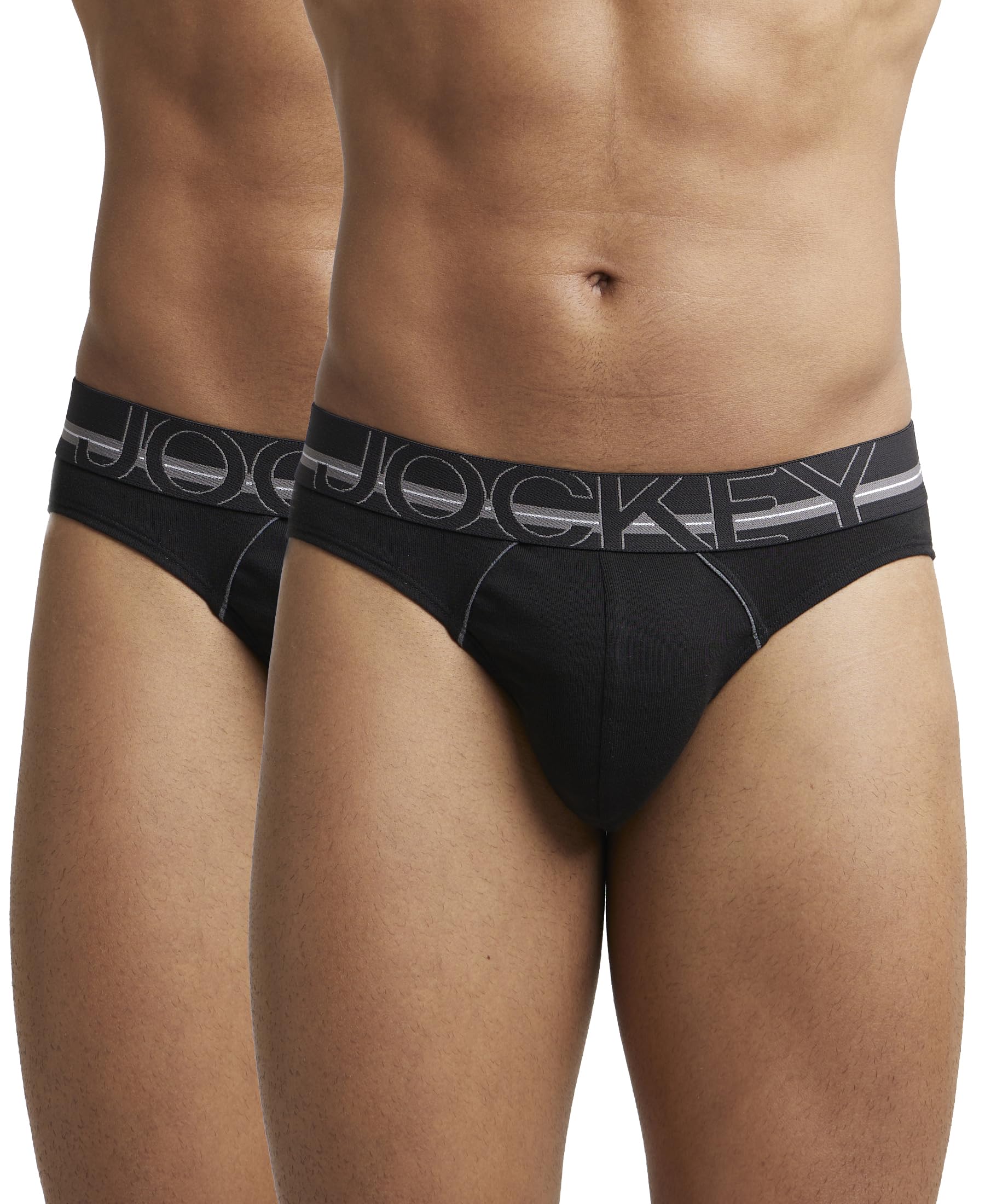US17 Men's Super Combed Cotton Rib Solid Brief with Ultrasoft Waistband (Pack of 2)