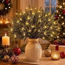 Enchanted Evergreen Pine with Lights, 2027 Upgraded Glowing Tree Enchanted Evergreen Pine, Lighted Pine Branches for Vase, Lit Norfolk Pines Stems for Christmas DIY Vase 5 Pines