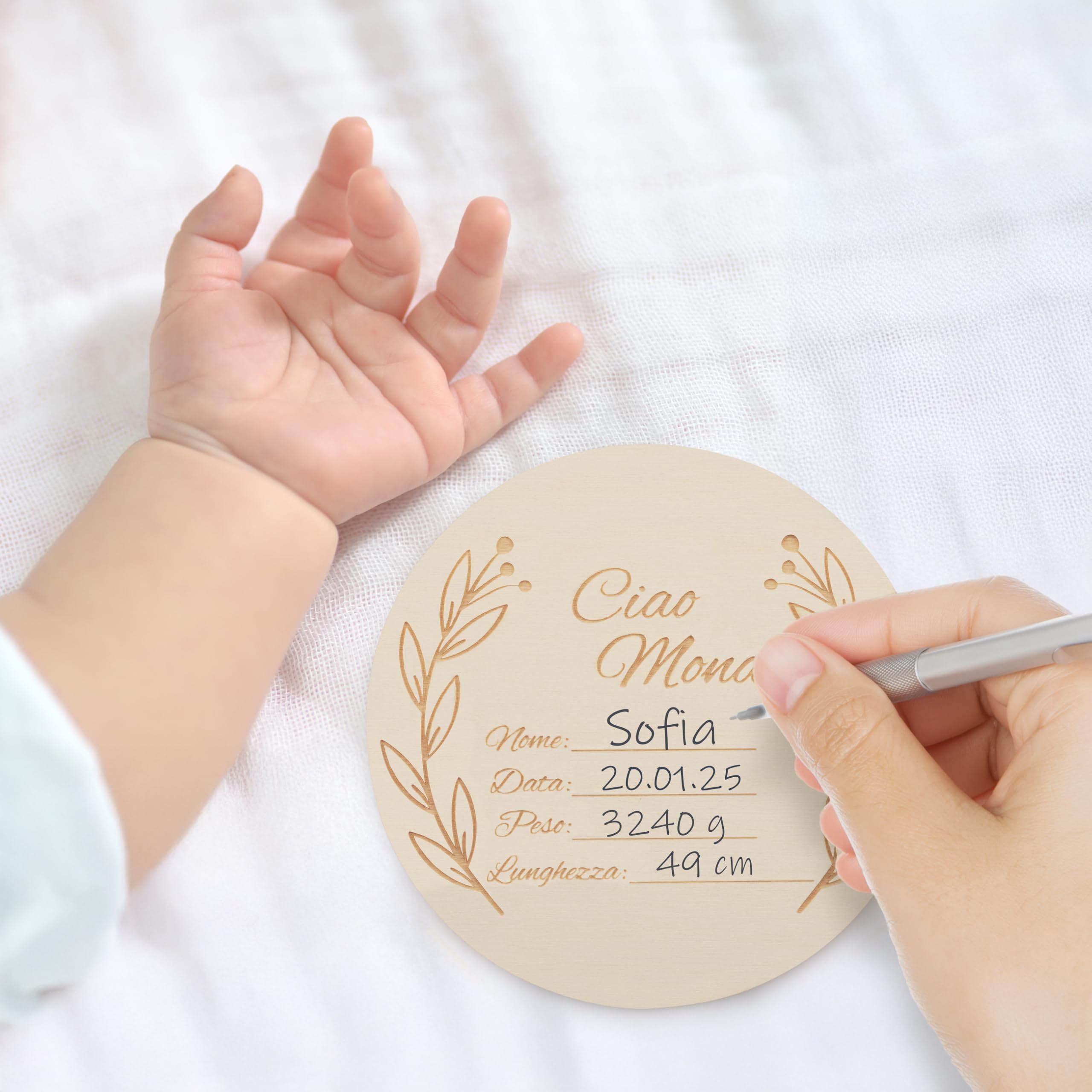 Wood You Buy Wooden Baby Milestone Cards, Baby Shower Card, Monthly Milestone Disks, Newborn Photo Props - Image 3