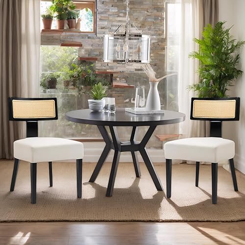 Miniatura 7 de ZJhome Juego de 2 sillas de comedor de terciopelo silla moderna de respaldo medio sillas tapizadas sin reposabrazos con botones y patas de metal