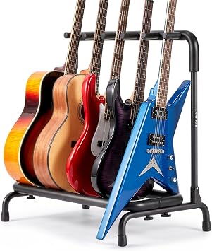 CAHAYA Multi Guitar Stand Rack for 5 Guitars with Raised Foldable Base