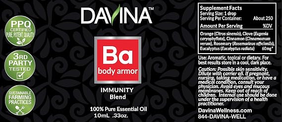 Body Armor Pure Essential Oil Blend 10ml by Davina