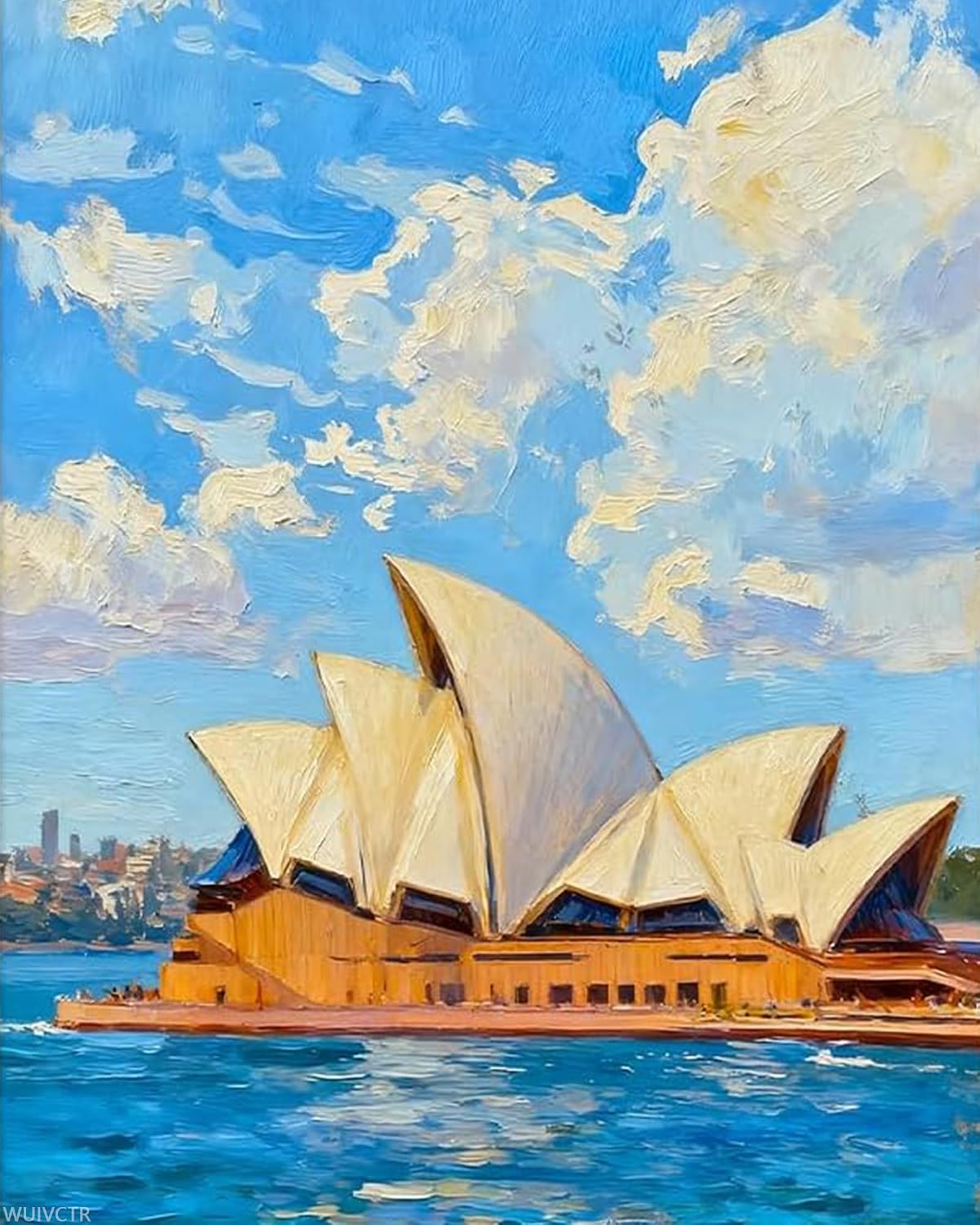 WUIVCTR Paint by Numbers Kit for Adults, Sydney Opera House Oil Painting Kit for Beginners, 16x20 Inch, Holiday Gift