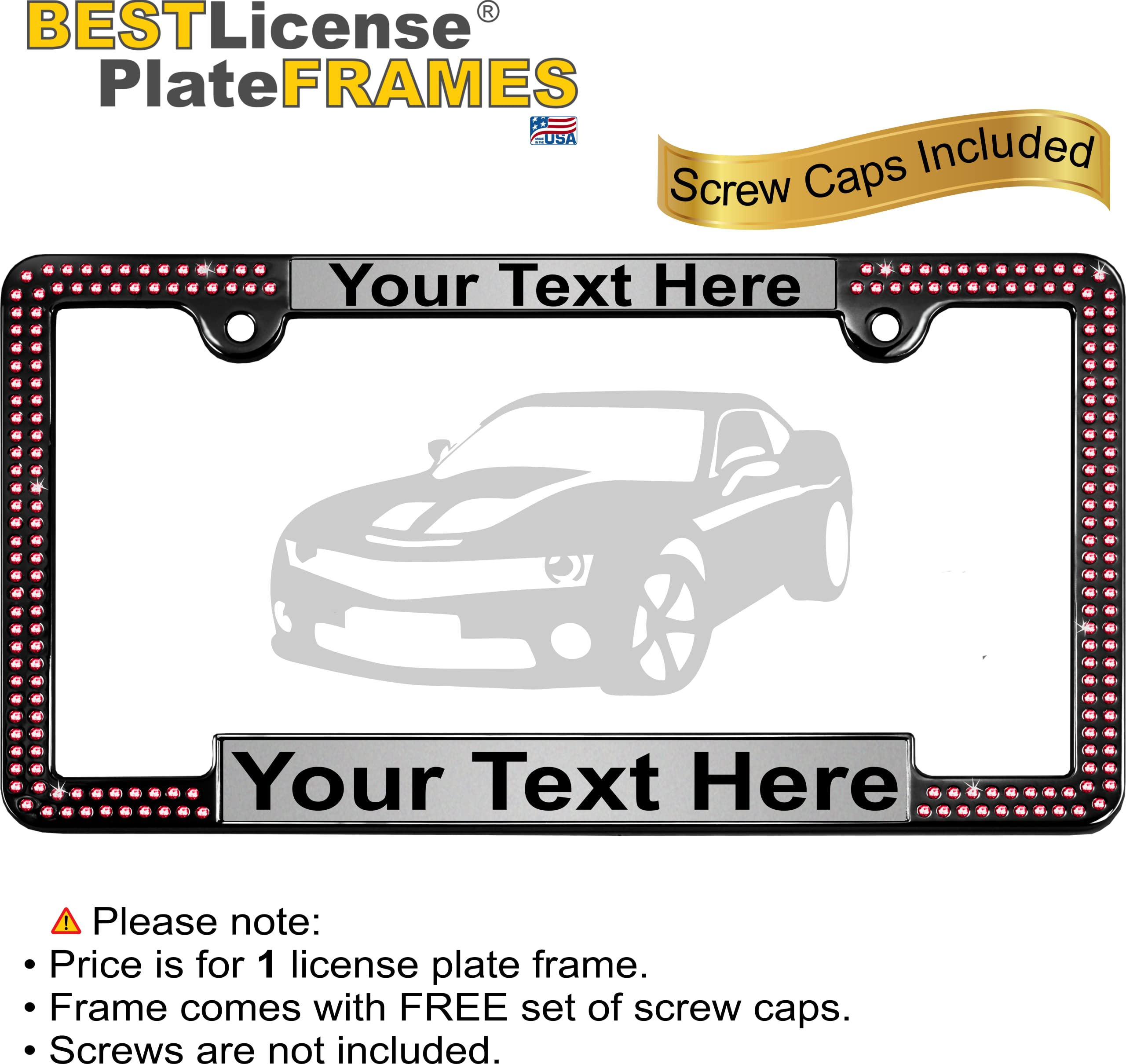 Crystals - Custom Personalized Black Metal Car License Plate Frame with Pink Cr - Picture 70 of 132