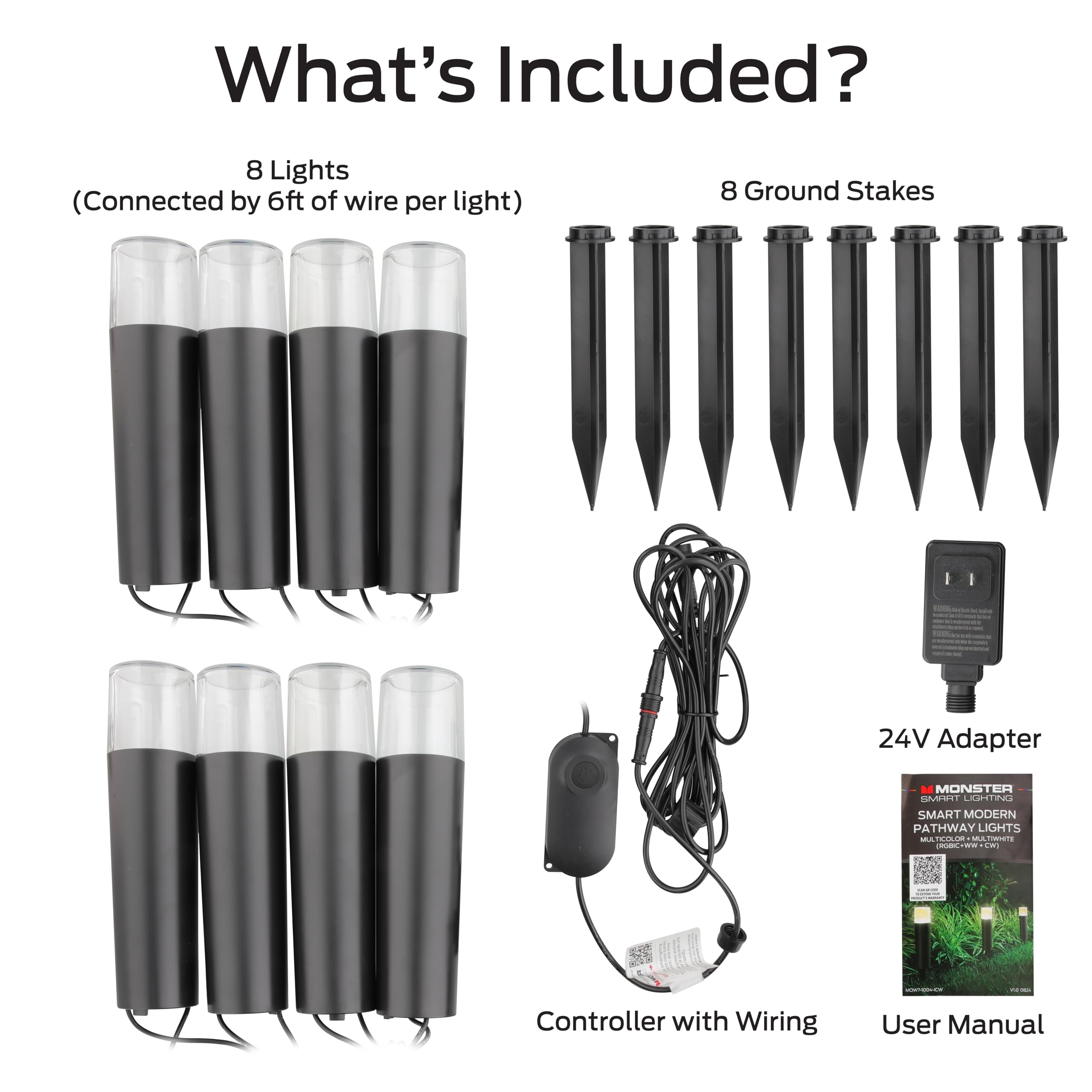 Monster Smart RGB+IC+WW Pathway LED Lights, 8 Individually Controlled  Dimmable LEDs, Sound Reactive, IP44 Water & Weather Resistant, Compatible  with Alexa, Siri, Google Home, Monster App, Razer Chroma - Amazon.com