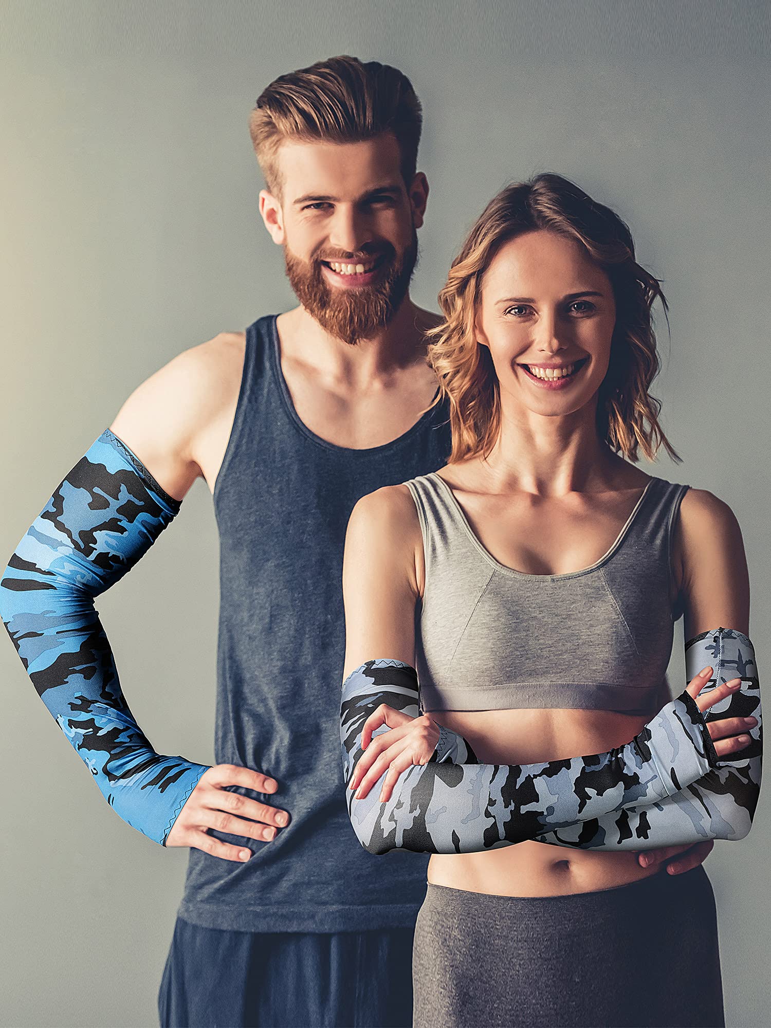 Geyoga 20 Paar Sonnenschutzmanschetten für Arme, kühlende Arm-Kompressionsmanschetten, weiche Eisseide, Unisex, fingerlose Handschuhe für Männer und Frauen, Sport, Outdoor, Gartenarbeit, Laufen