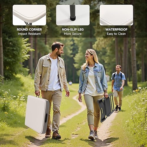 Miniatura 4 de Juego de mesa plegable de 6 pies con 8 sillas plegables, mesa resistente de 330 libras y sillas de 330 libras, paquete de muebles plegables