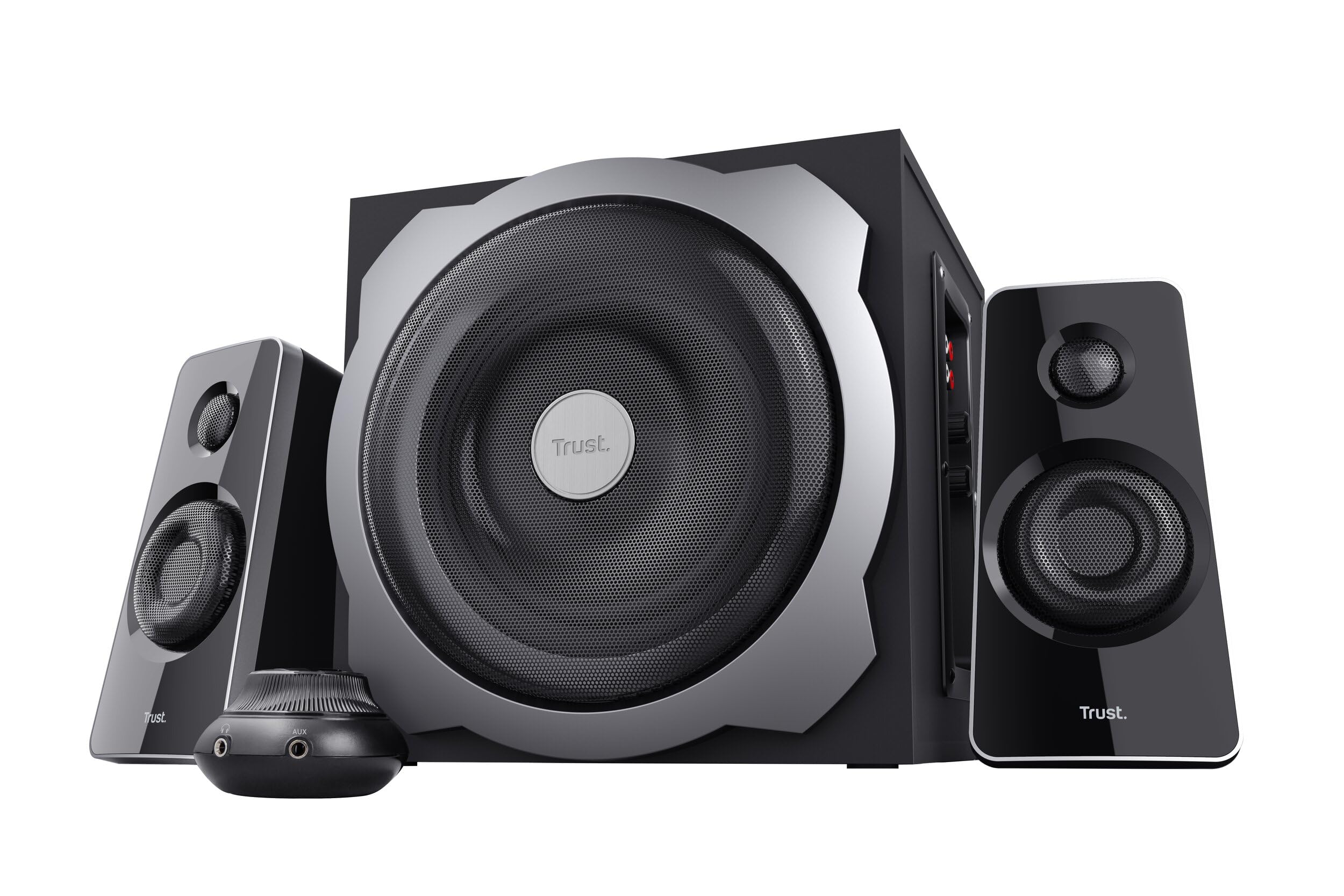Trust Tytan 2.1 Sistema de Altavoces con 120 W de Potencia Máxima, Altavoz Alámbrico, Speaker con Subwoofer para PC, Ordenador Portátil, Smart TV. Smartphone, Tableta - Negro