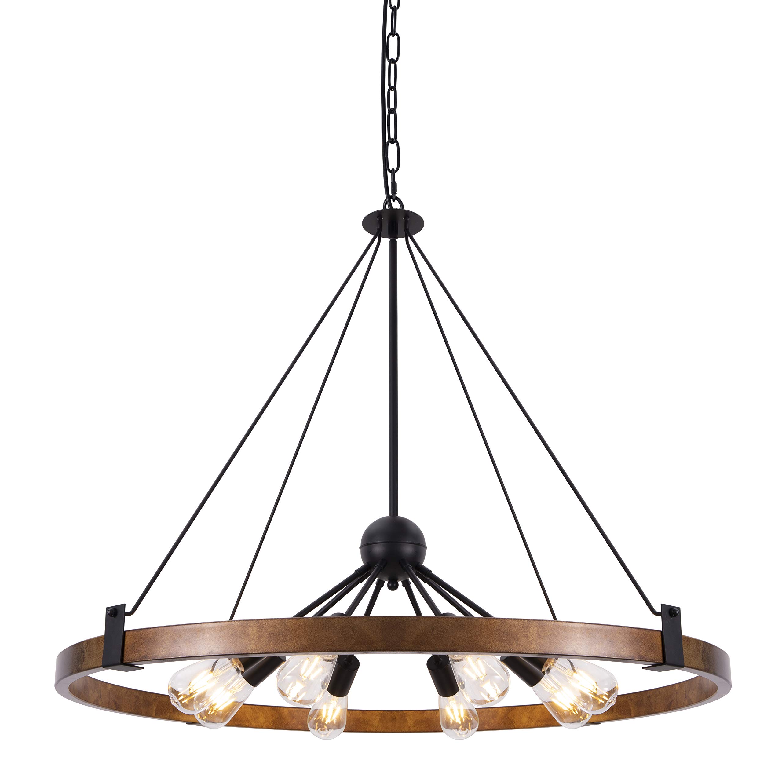 Wellmet Farmhouse Chandelier Diam 38'', Large Wagon Wheel Chandelier