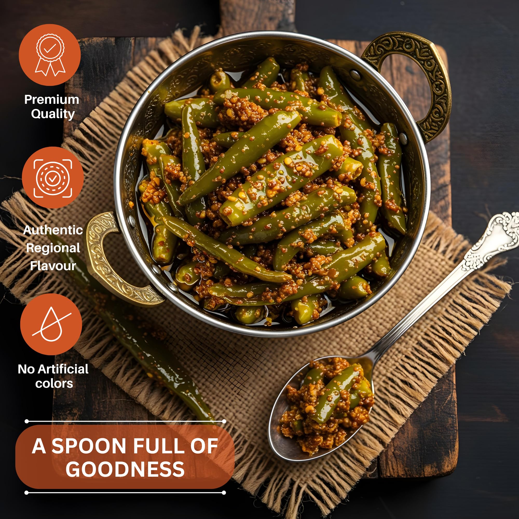 Nilon's Delhi Darbar Green Chilli Pickle (475g) Homemade Hari Mirch Ka Aachar | Spicy Pickle in Authentic North Indian Style with Green Chilli, Mustard Oil & Spices with No Added Artificial Colour 1