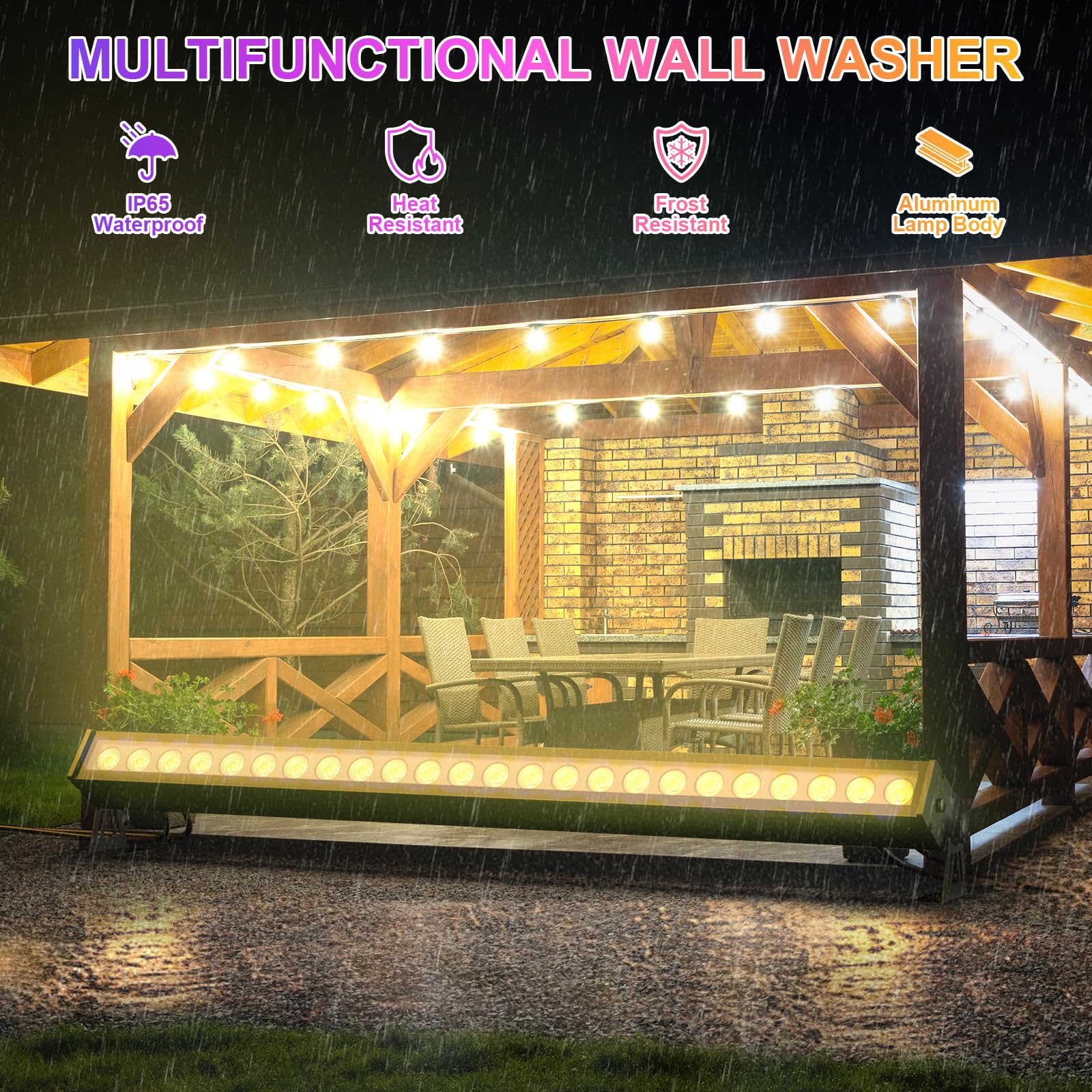 Impermeabile Wallwasher,120W 24 LED (3 in 1) Barra Luminosa,Yespick Luce da Palcoscenico Luci Effetti Luce Stroboscopica,Illuminazione Palco per Feste Bar DJ Discoteca Matrimonio Concerti Festival