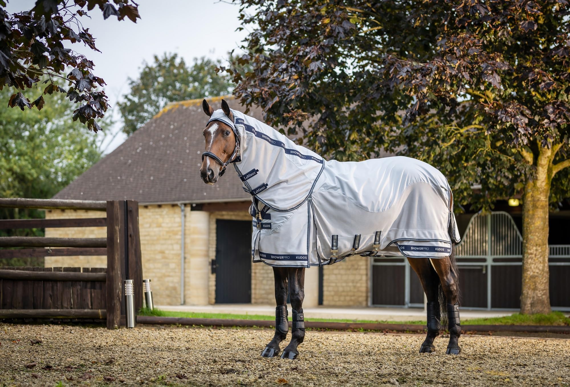 LeMieux Kudos Shower Pro Waterproof Fly Rug - Breathable Ripstop Fabric - AntiStatic - Full Neck - Grey - 6ft6ins
