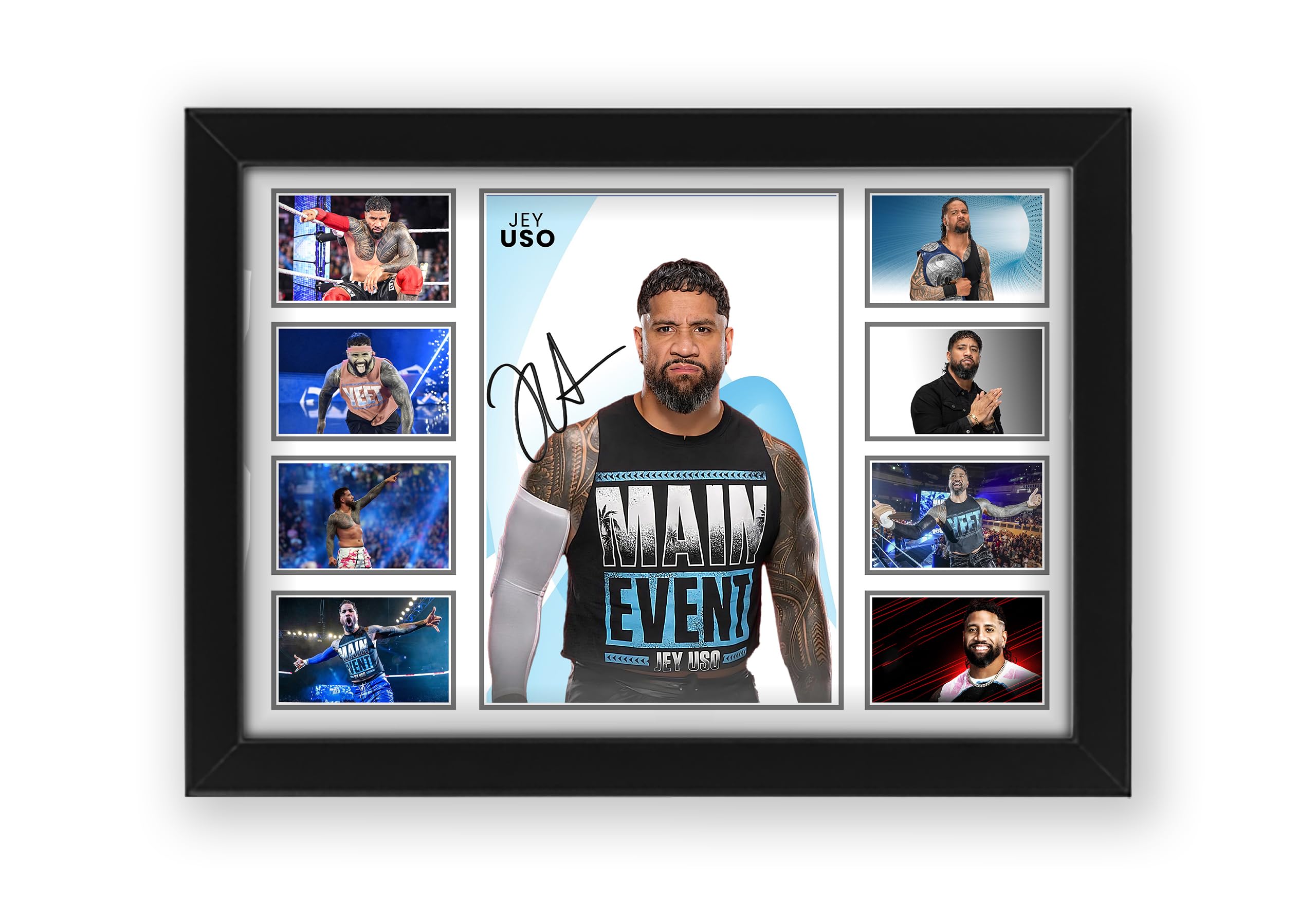 AllStarMedia Tribute to Jey Uso Inspired Poster Print – Limited Edition Fan Art Gift | Wrestling Wall Art | Framed A4 (30x21cm)