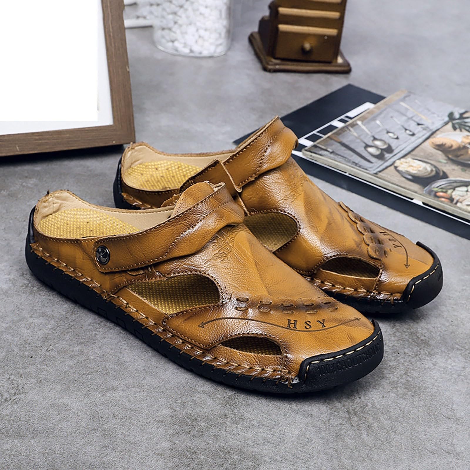 Sandales Homme Sandale Plage Claquette Taille 48 Chaussures Adaptées Pour Tendinite Chaussure Mule Pieds Larges Été Hommes D Chaussons De Orthopédiques Cuir Nu Pied Garçon D'été