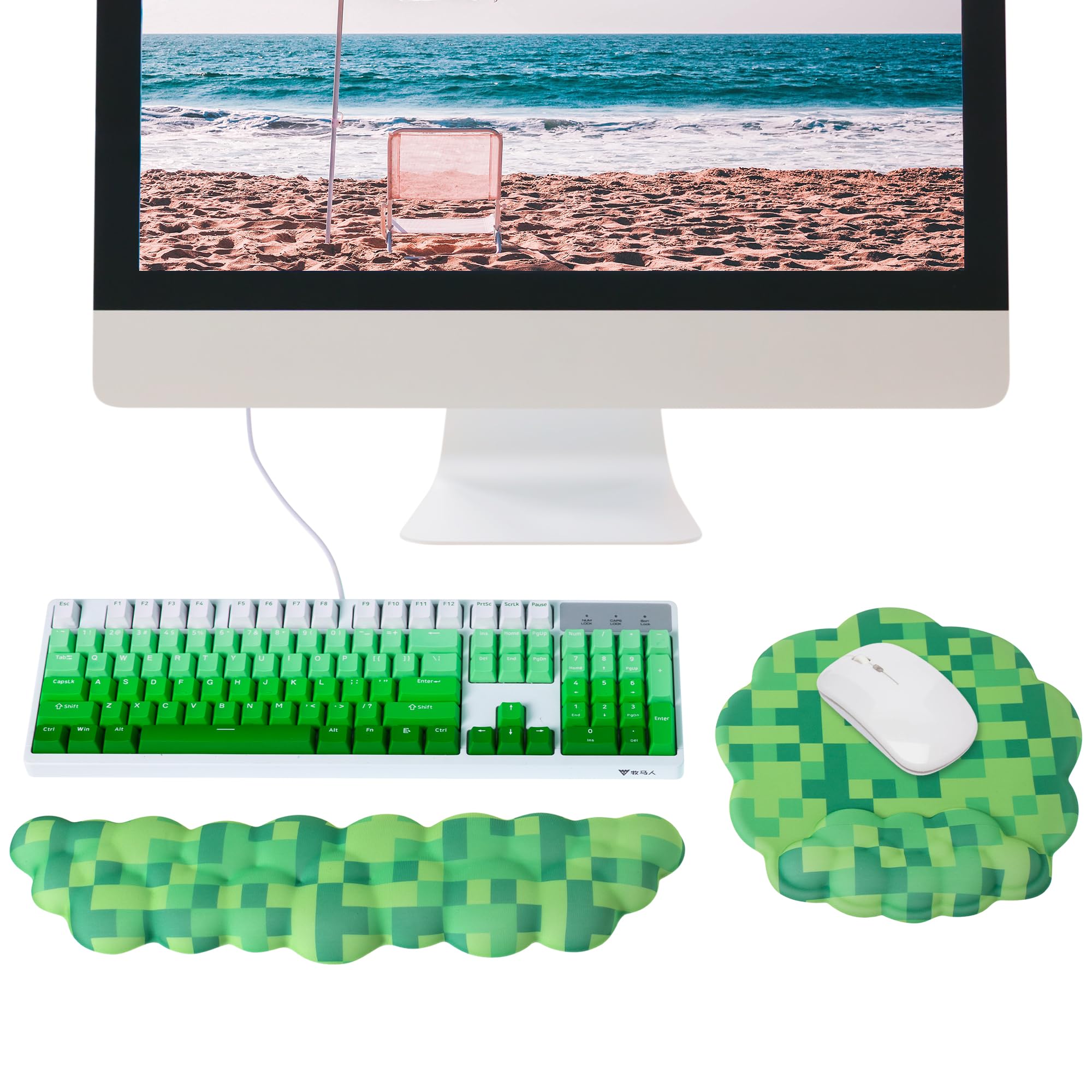 キーボード リストレスト パッド、メモリーフォーム セット リストクッション サポート 簡単なタイピングと痛みの軽減、マウスリスト  パッド、ゲーム、コンピューター、ノートパソコン、オフィス用滑り止めリストサポート キーボードとマウスのリストレストパッドパッド ...