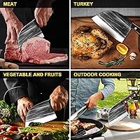Vista 10 de ENOKING Cuchillo vikingo para carne de 6.1 pulgadas con funda, cuchillo para cortar carne, cuchillos de chef japoneses para el hogar, cocina