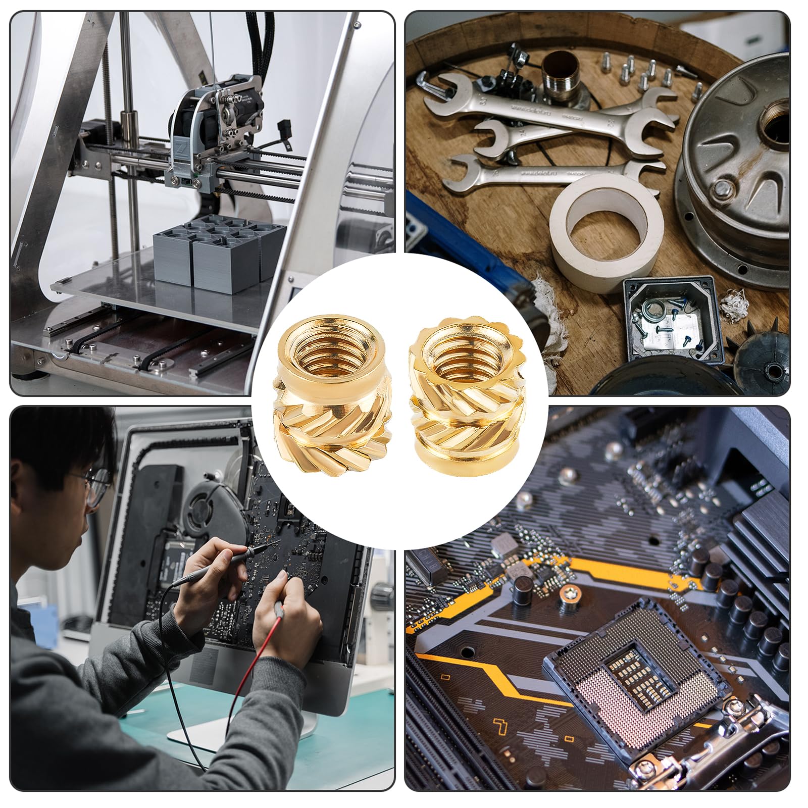 120 Pz Dadi in Ottone per Stampa 3D, M4x6x6mm Inserti Termici Filettati Dadi in Ottone Zigrinato Dado per Inclusione Termica Per Parti di Stampa 3D Loptop Automobilistico Guscio in Plastica