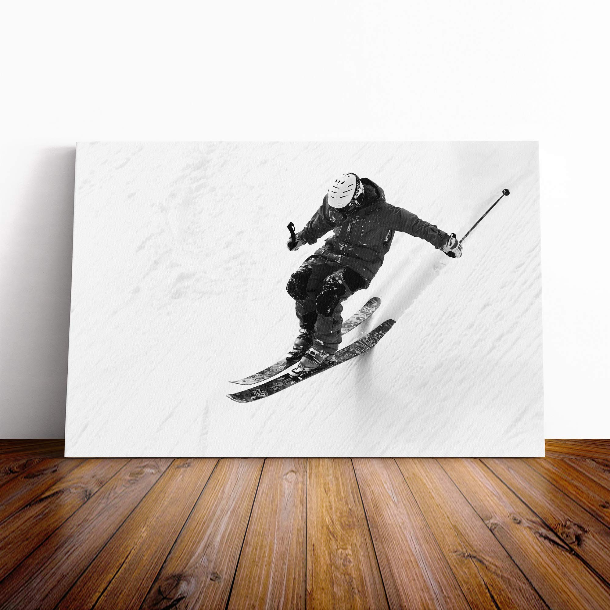 Skiing Canvas Print | Gallery Wrapped 30mm Frame Wall Art | 24x16 inches | Ready to Hang | Modern Picture | Living Room Bedroom Lounge Office