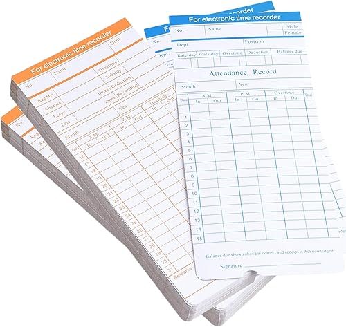 200 tarjetas de tiempo para empleados  Tarjetas de tiempo de 2 caras para empleados hojas mensuales quincenales reloj de tiempo para empleados hojas