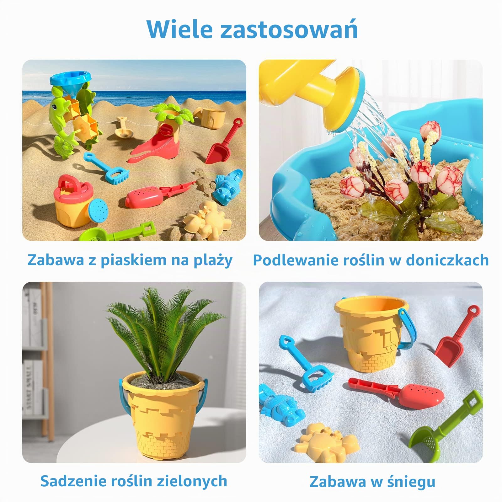TEMI Stolik wodny 4 w 1, zabawka piaskowa i wodna dla dzieci, 32 sztuki, piaskownica, letnia aktywność na świeżym powietrzu i na plaży, stół dla dziewcząt i chłopców