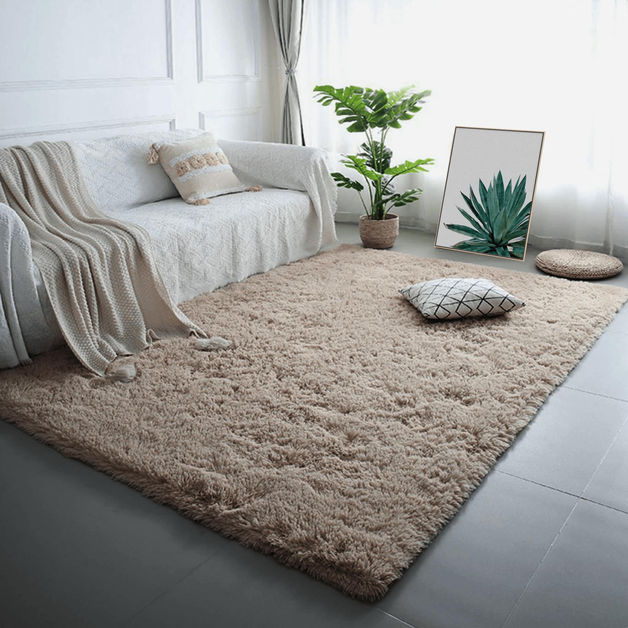 Tapis salon shaggy lavable et grand format pour un entretien sans effort