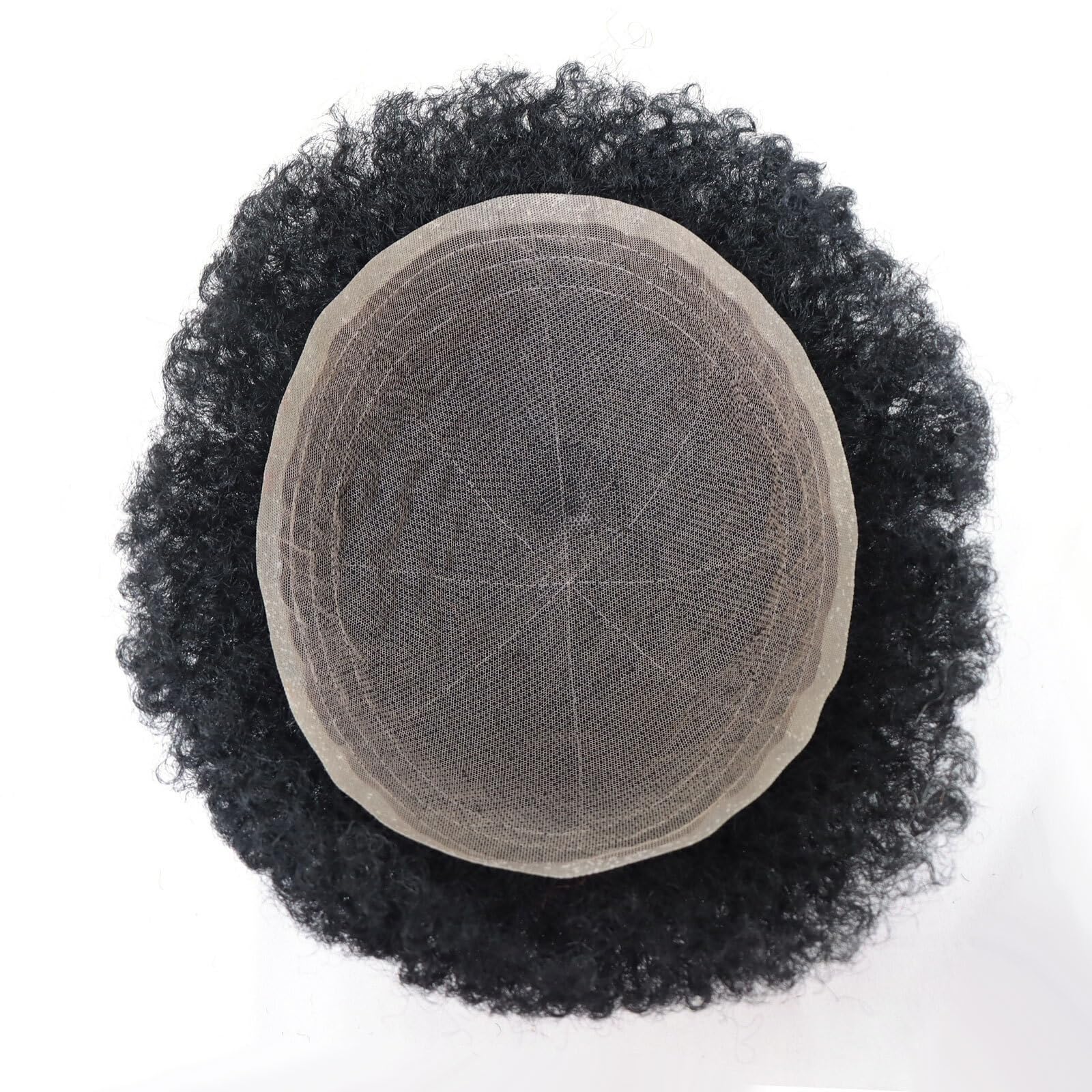 Daktyle Afro Toupet dla czarnych mężczyzn 8 cali x 10" francuska koronkowa treska zamiennik ludzkich włosów ściśle pasuje (1B 4mm)