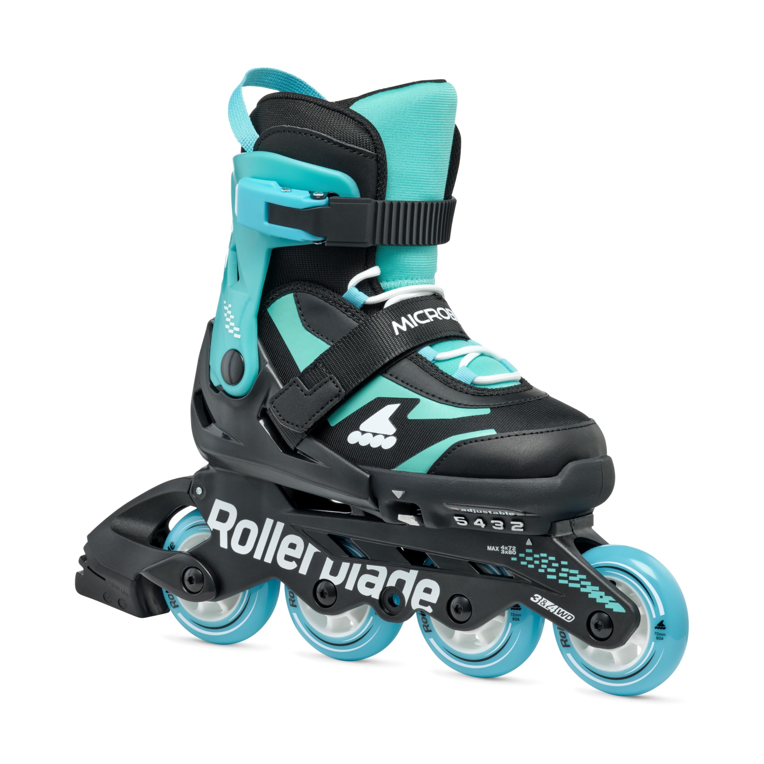 Rollerblade MICROBLADE, Inline-Skates für Kinder, Unisex Urban Inliner, Schwarz/Hellblau, 36.5-40.5