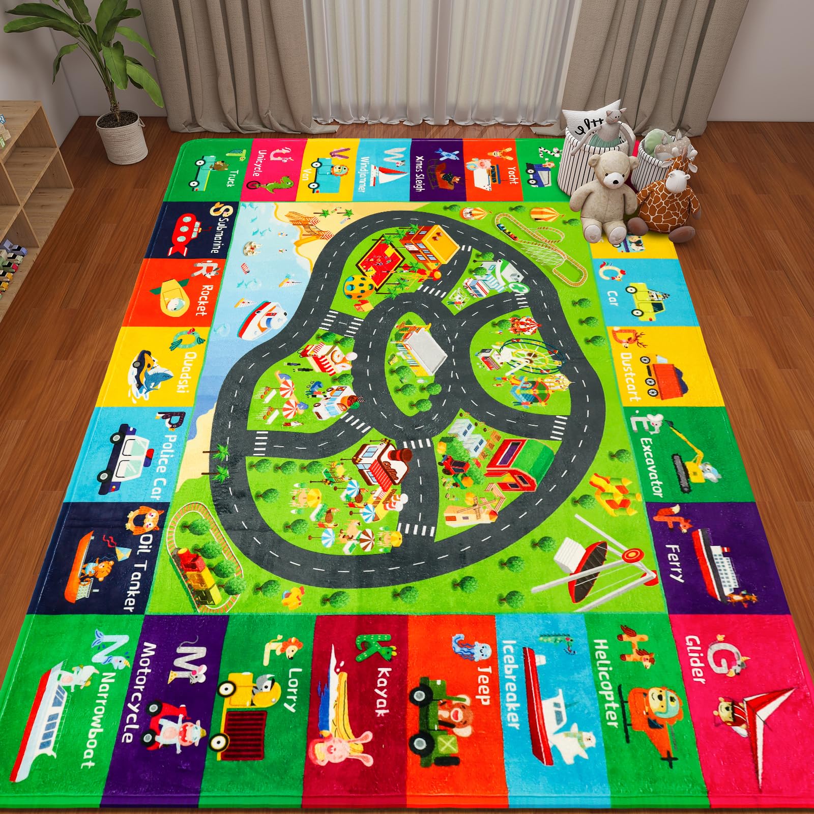 AKASISRUG Kids Rugs Traffic Road Carpet Play Rug 59