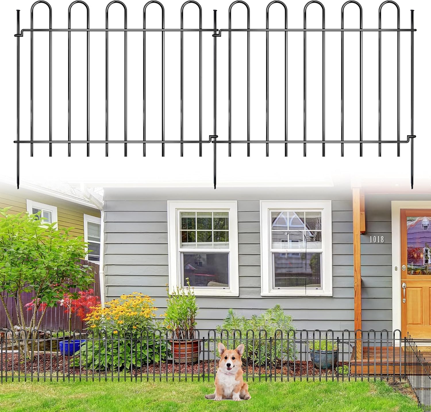 Photo 1 of 26 Panels Decorative Garden Fence, 37ft X 20in Rustproof Metal Animal Barrier Fence, No Dig Fence Garden Fence, Arched Flower Bed Edging Ornamental Wire Border Fencing for Outdoor Yard, Patio Decor