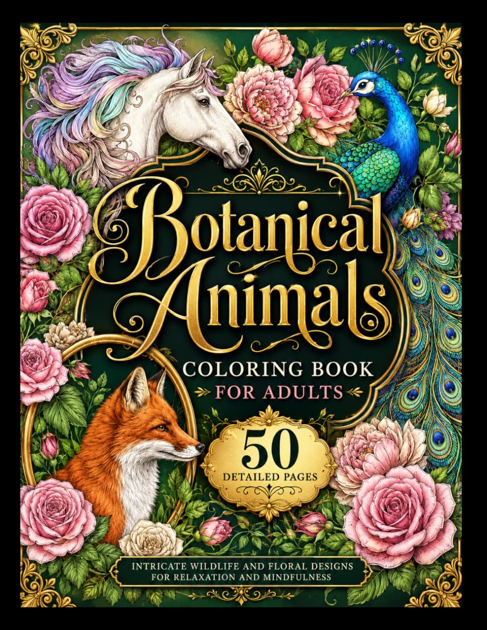 Botanical Animals Floral Coloring Book for Adults: 50 Detailed Victorian-Inspired Wildlife Designs with Flowers and Nature | Elegant Stress Relief Coloring Pages for Relaxation and Mindfulness