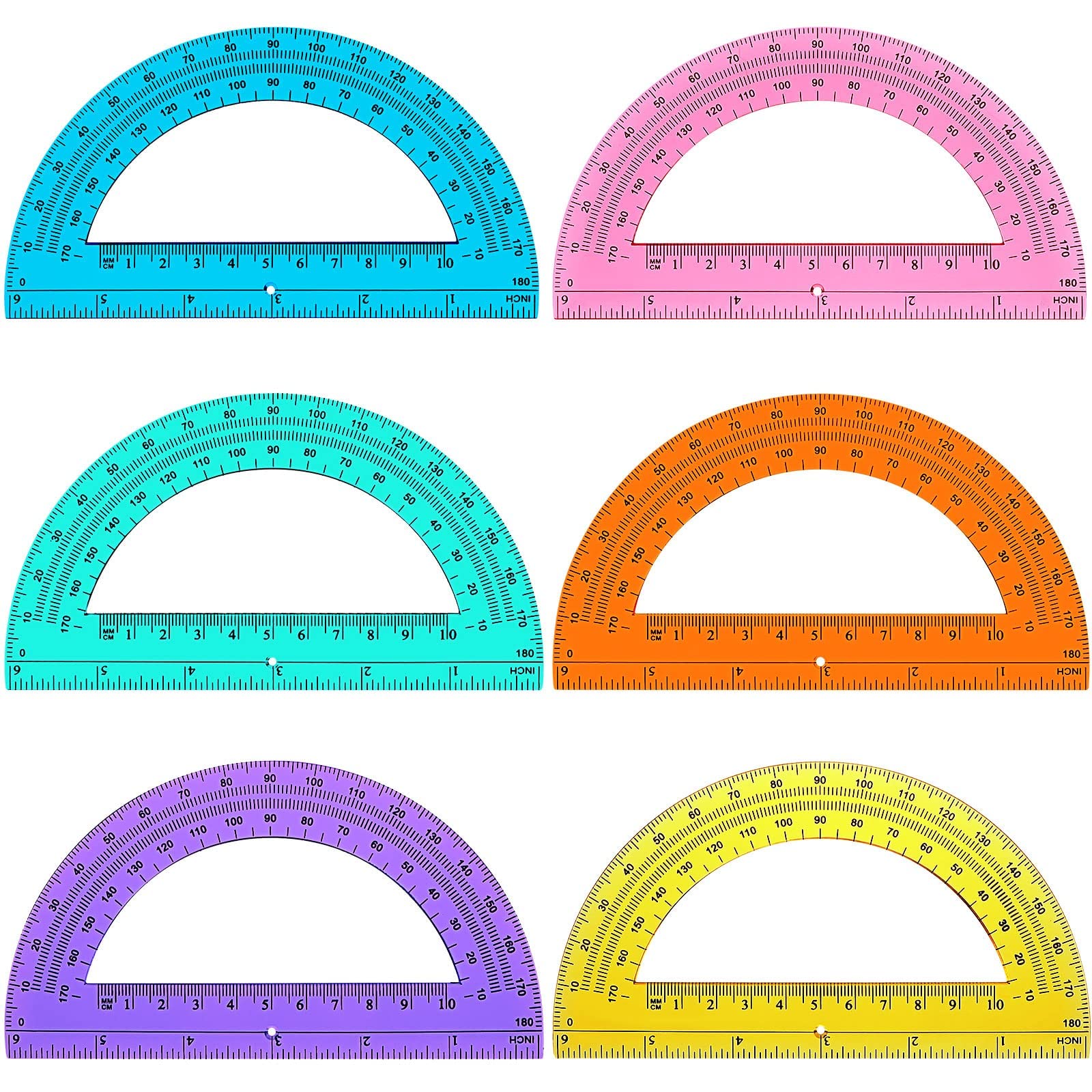 Zonon 100 Pieces Protractors Bulk Plastic 180 Degrees 6 Inch Translucent Protractors for Geometry, Angle Measurement, Students School Supplies