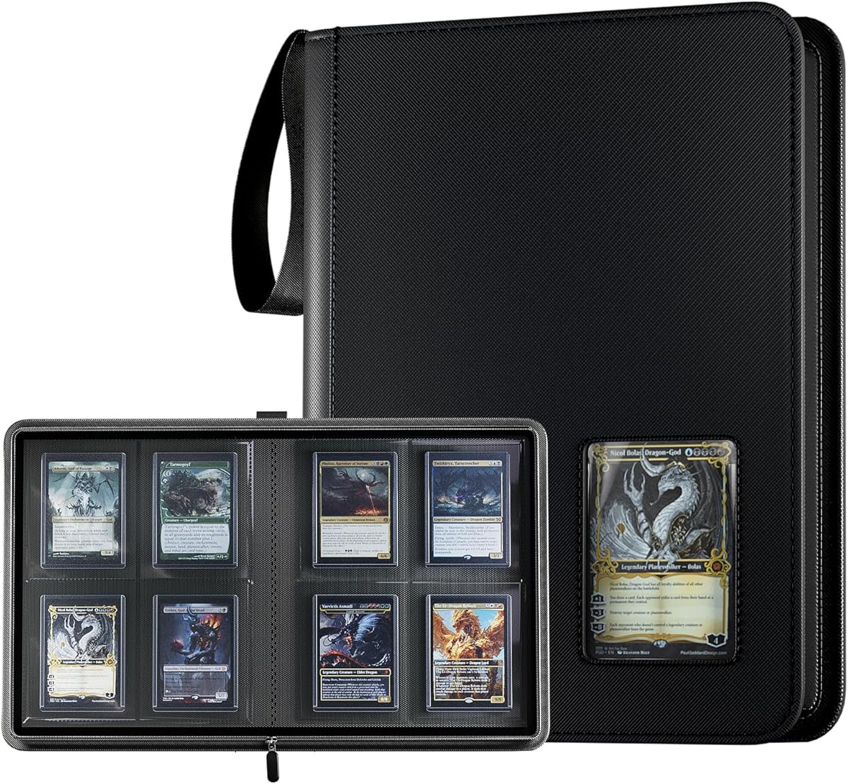 ProCase 4 Pocket Top Loader Binder, Holding 144 Cards in 3"x4" Toploaders, Side Loading Small Book Folder with Clear Window for Pokemon, Trading, Sports Cards Collection TCG, MTG -Black
