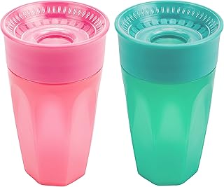 Dr. Brownâ€™s Milestones Cheers 360 Cups for Toddlers - Pink/Turquoise - 10oz - 2pk - 9m+