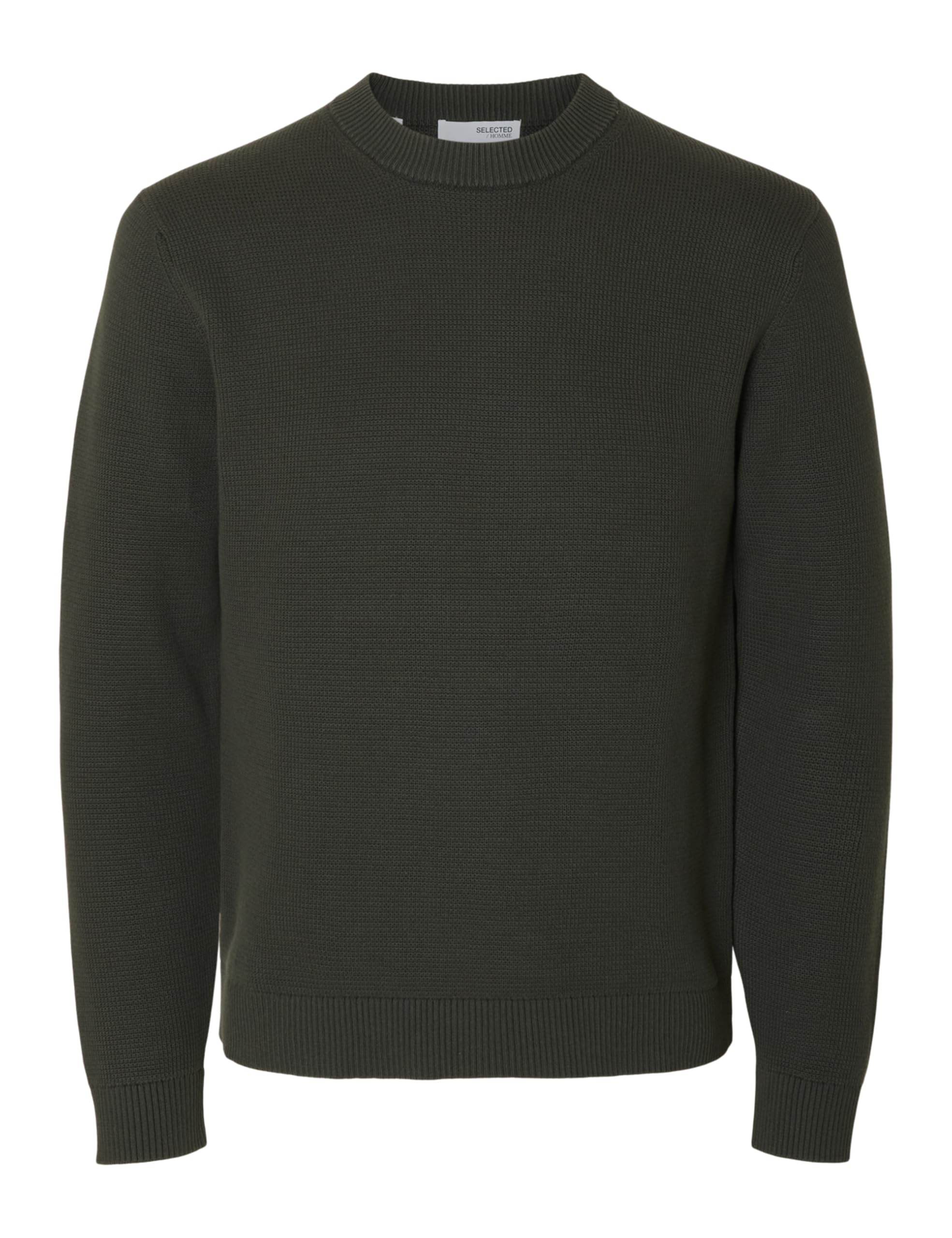 SELECTED FEMME Slhdane LS Knit Structure Crew Neck Noos, deep Forest, S