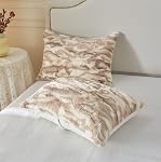 Wajade Marble Print Faux Fur Comforter Set Super Soft Fluffy Bedding Comforter Set Shaggy Furry Plush 3Pcs Bedding Set for All Seasons (Marbled Beige,Full Size)