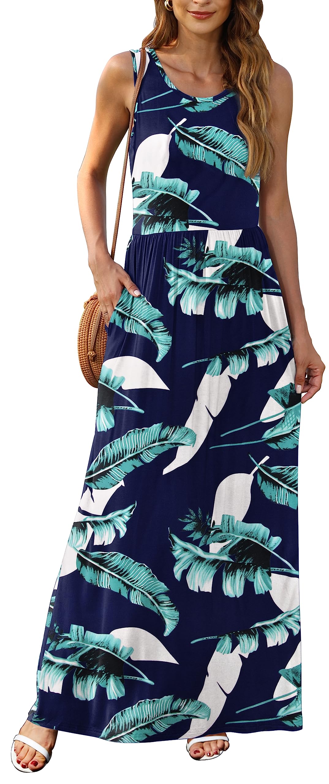 MOLERANI Women's Loose Plain Maxi Dresses Casual Long Dresses with Pockets