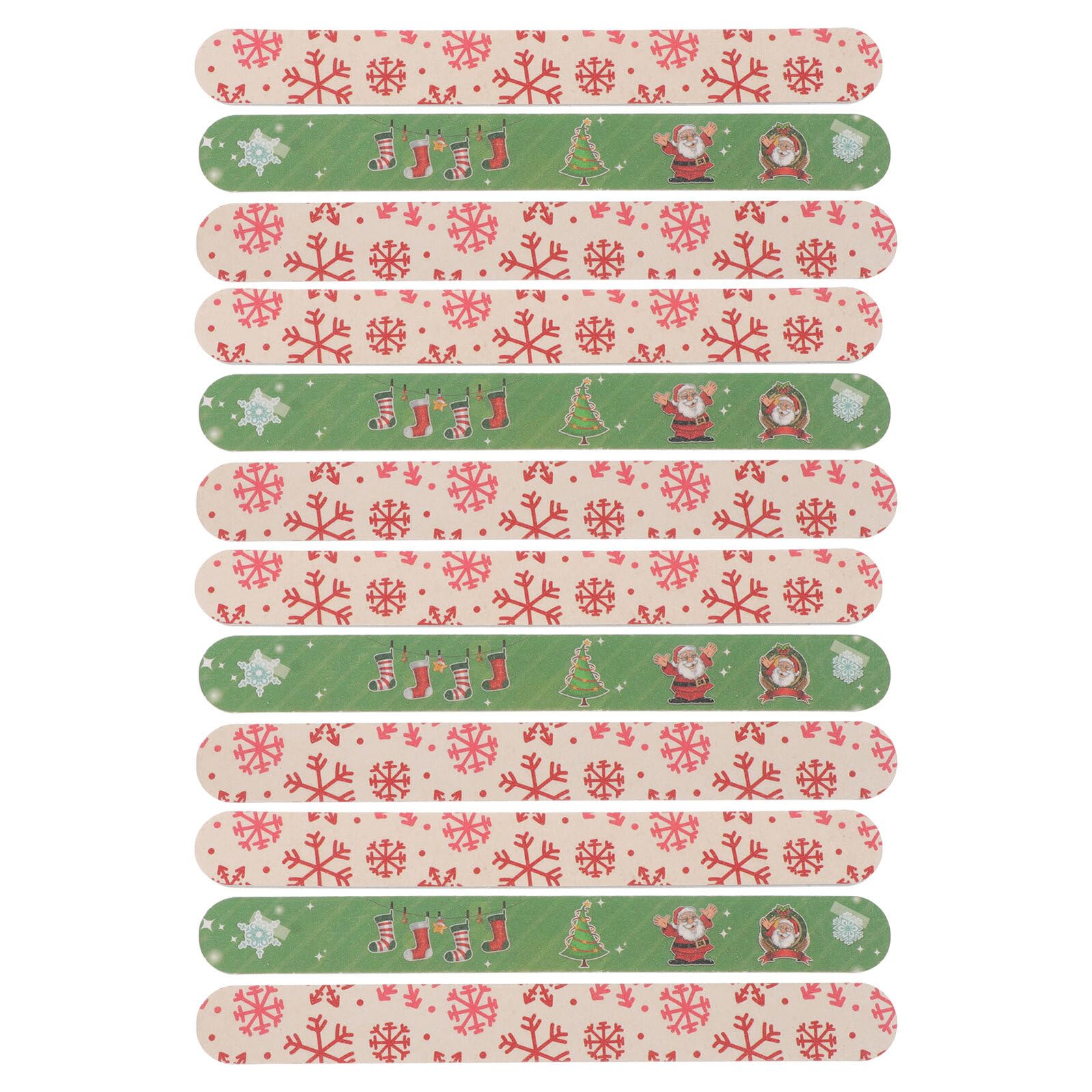 ERINGOGO 12 Limas de Uñas Navideñas de Grano Medio Punta Redondeada Paquete de 12 Piezas Diseños Aleatorios para Manicura y Pedicura Ideales para Cuidado de Manos y Pies en Fiestas y