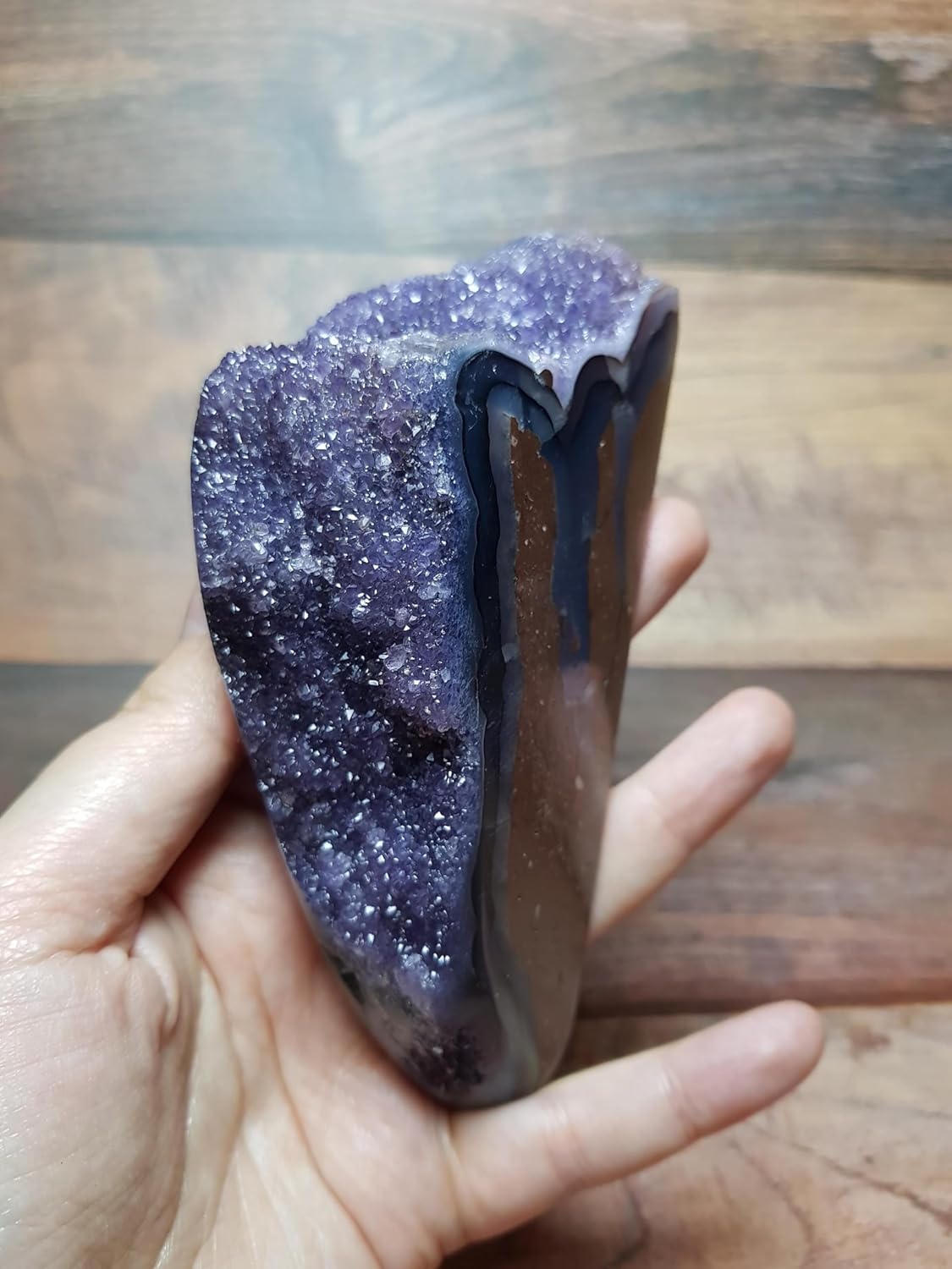 Amethyst Agate Freeform – Natural Amethyst Cluster with Bands