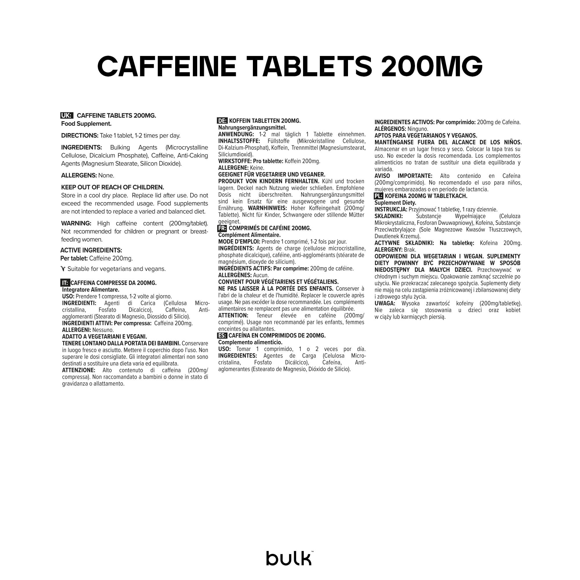 Bulk Koffeintabletten, 200 mg, 100 Tabletten – Ansicht 2