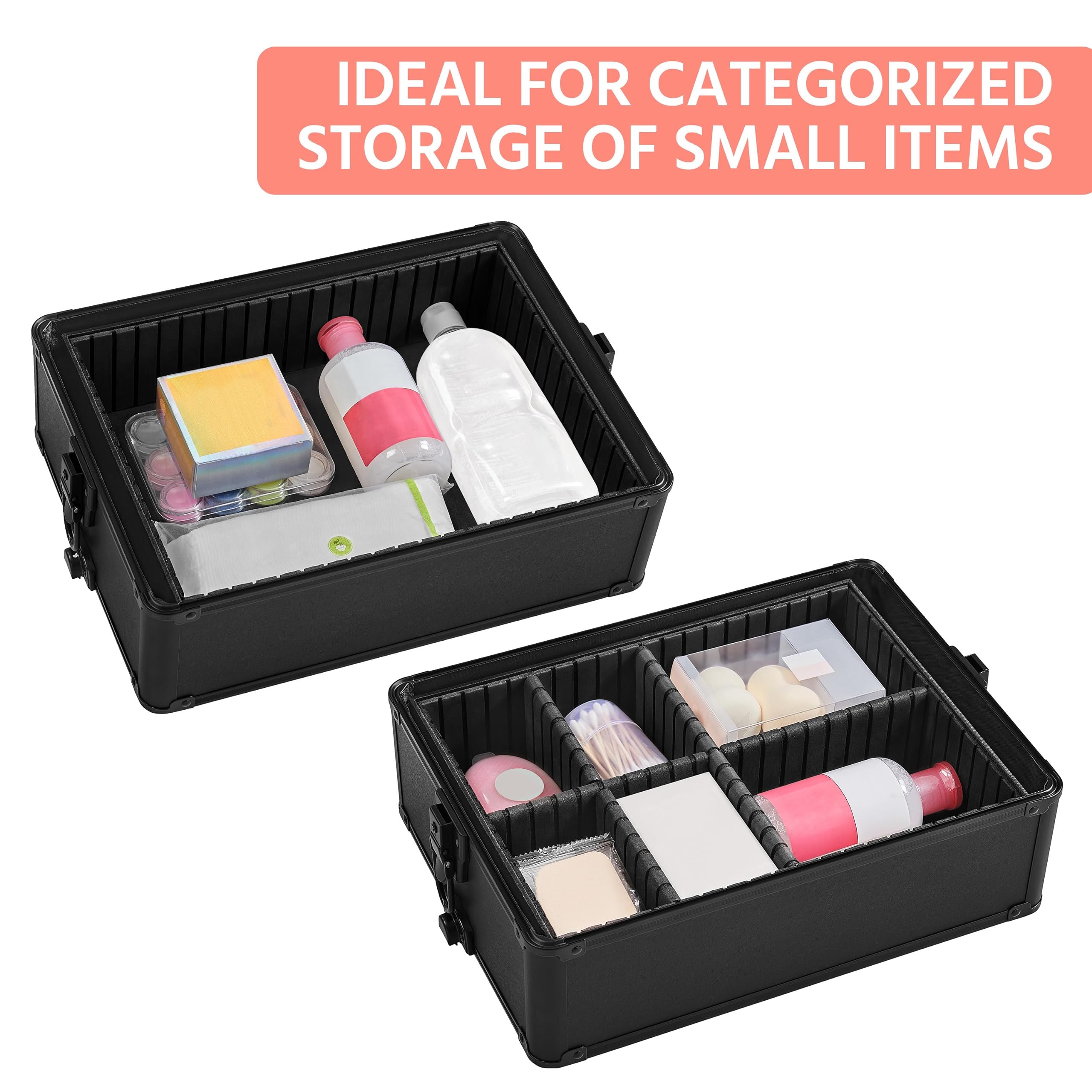 Yaheetech Alu Make-up Koffer Trolley 4-in-1 Kosmetikkoffer Beauty Case Transportkoffer 34 x 25,5 x 80,5 cm