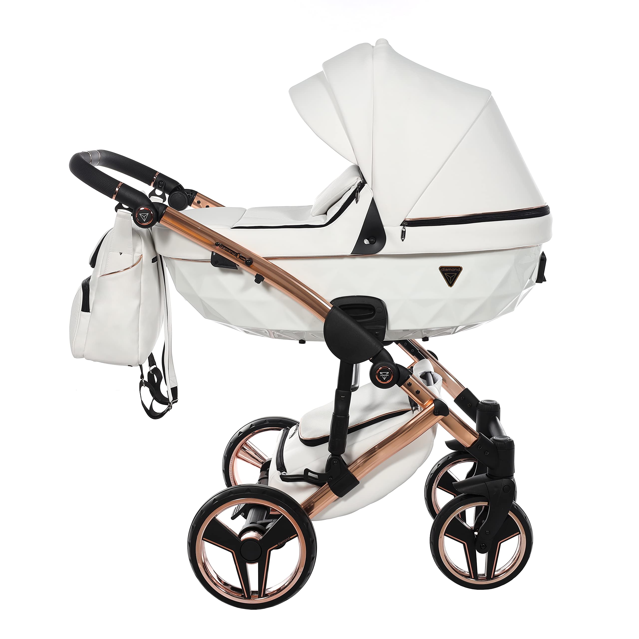 Junama Passeggino TRIO Diamond S Class 01 Bianco e Rame - 2in1 3in1 4in1 + ombrellino (3 in 1 con Seggiolino Auto)