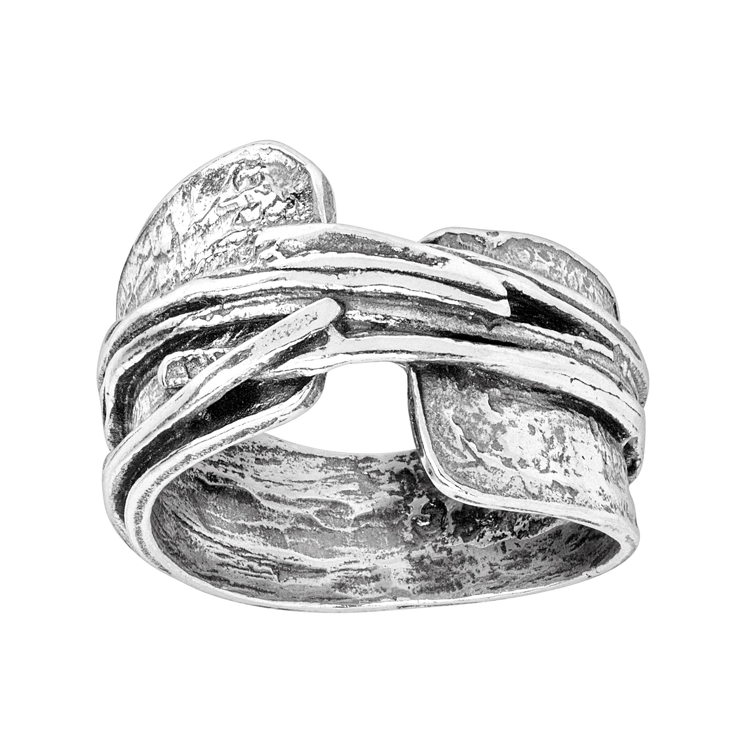 Rugged Road' Textured Multi-Band Ring in Sterling Silver
