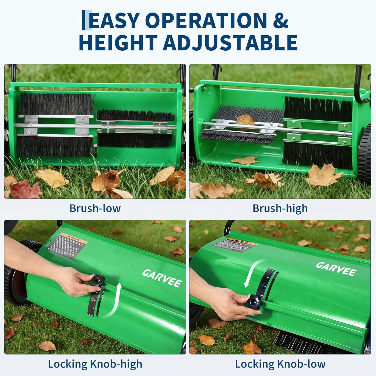 Push Lawn Sweeper 26Inch-Heavy Duty Walk Behind Leaf Collector and Yard Sweeper for Outdoor,Patio,Driveway,Garden Grass Sweepers,4 High Speed Spinning Brush,7 Cu. ft. Hopper Capacity